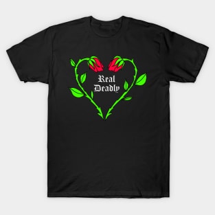 Real Deadly Rose Design T-Shirt